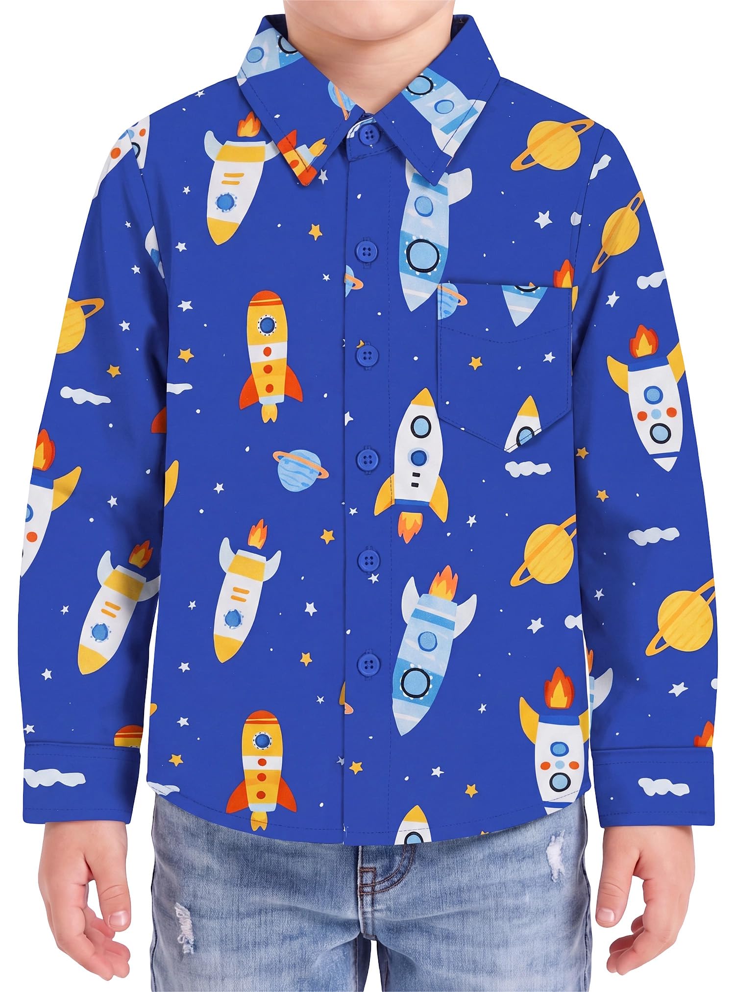Boys Hawaiian Button Down Shirt, Pure Combed Cotton Short Sleeve Size 3-15Y