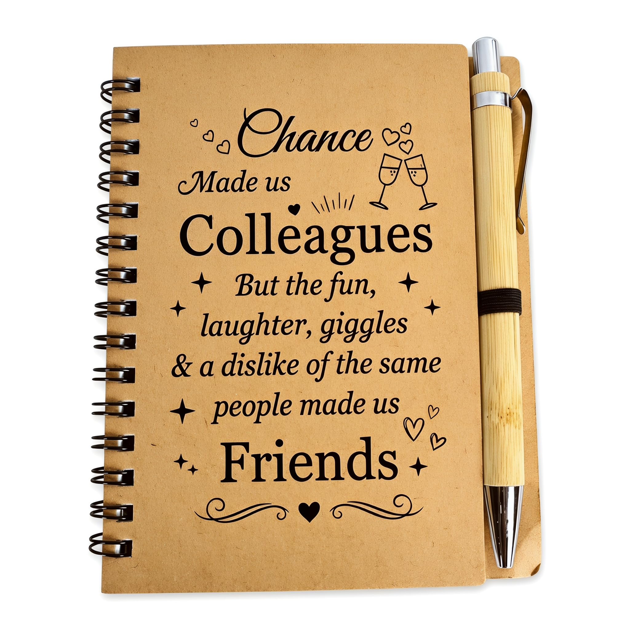 Mitibet Leaving Gifts For Colleagues Women, Funny Work Bestie Notebook With Pen, Chance Made Us Friends Present, Coworker Farewell Keepsake, Female Retirement Birthday Idea