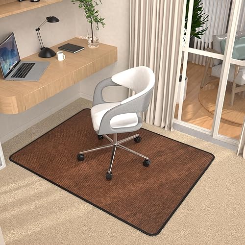Miniatura 6 de Placoot Tapete de pana resistente para silla de oficina para alfombras y suelos de madera dura, tapete para silla de escritorio para suelos