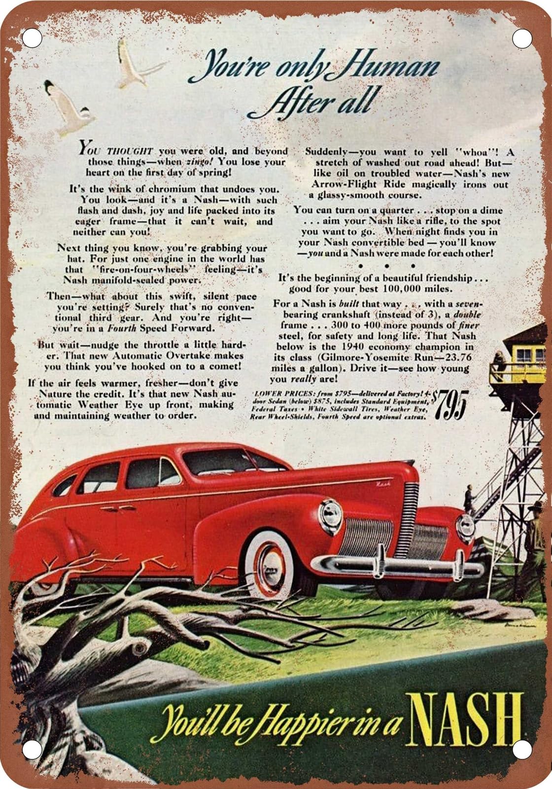 Miaomansenstore Metal Sign - 1940 Nash Vintage Ad 07 - Old Retro Rusty Look Home Decor