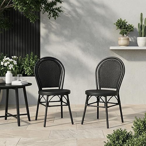 Idle Hour Coastal Outdoor Bistro Chairs Set of 2, Aluminum