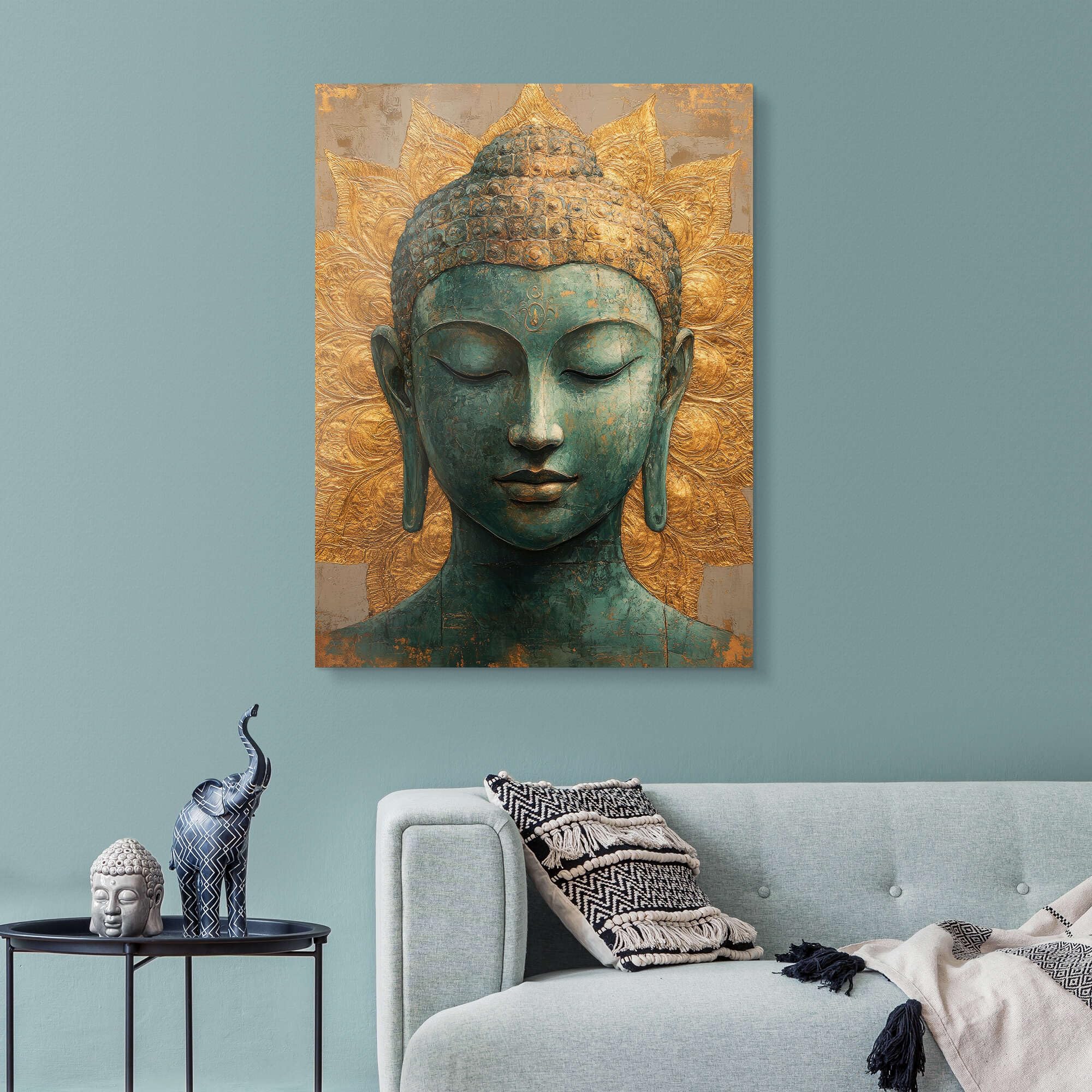 Buddha on gold Obraz na szkle akrylowym