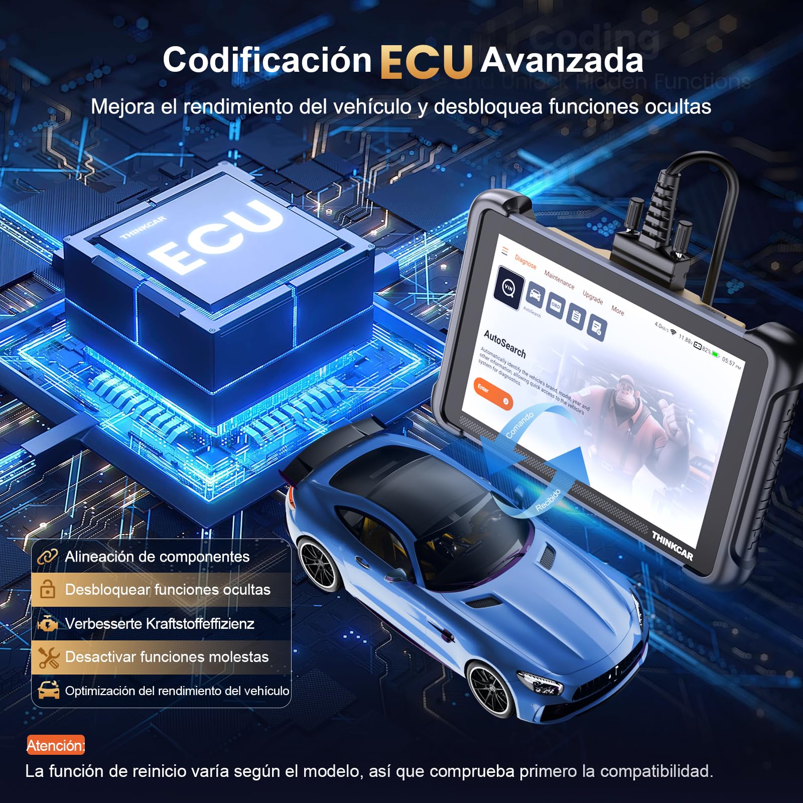 ThinkScan 689 Diagnosis Coche Multimarca de Todos Sistema | OBD2 Diagnosis Coche con 34+ Funciones de Reinicio, OBD2 Diagnóstico para Control Bi-Direccional/Codificación ECU