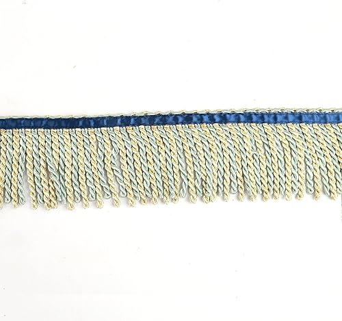 Miniatura 2 de BEL AVENIR Flecos de cortina con flecos de lingotes con cinta azul de 5.3 yardas x 3 pulgadas, adornos de tela para coser, decoraciÃ³n de bricolaje