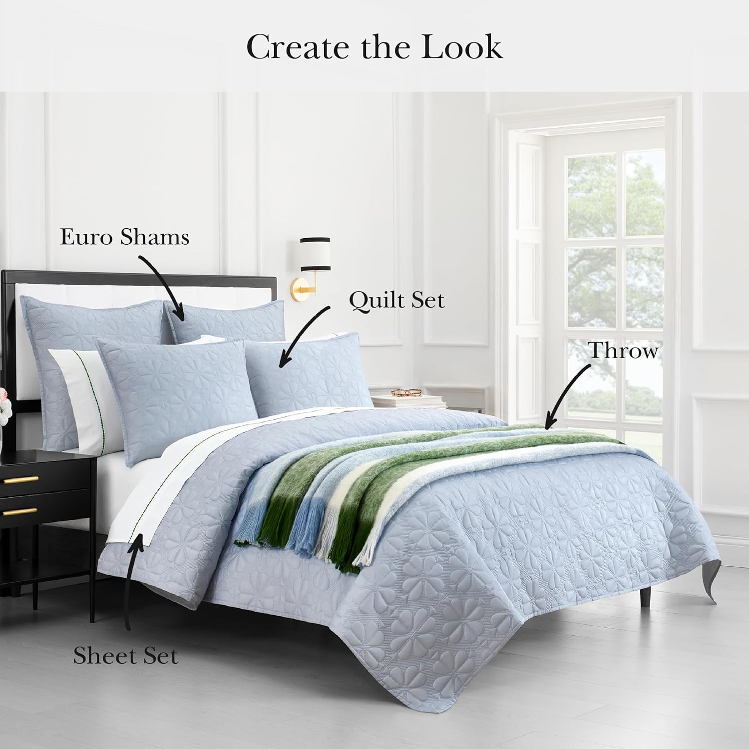 kate spade new york Colorblock Throw, 50" x 70", Mohair Blend Decorative Throw for Couch & Bed, Brushed Colorblock Design with Fringe, Home Decor for Living Room, Bedroom, or Dorm, Green & Blue