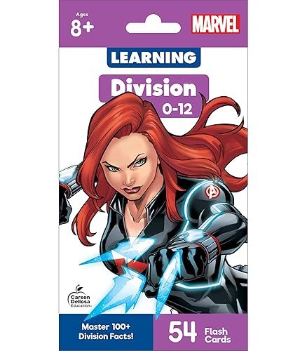 Marvel Division Flash Cards for Kids Ages 8+, Division Flash Cards for 3rd Grade, 4th Grade, and 5th Grade, Division Facts and Problems, Math Flash Cards Division Numbers 0-12