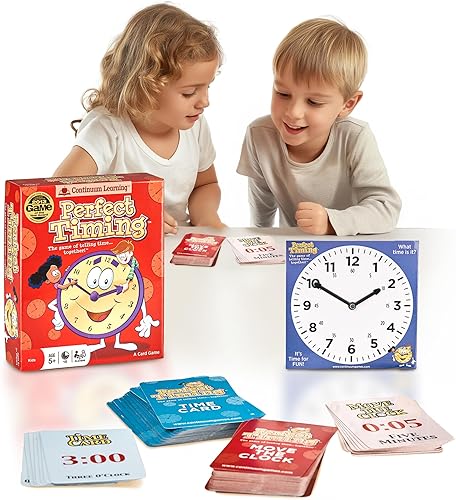 Continuum Games Perfect Timing Game - Juego de mesa cooperativo Tell Time para niños - Divertido juego educativo familiar para aprender a leer un