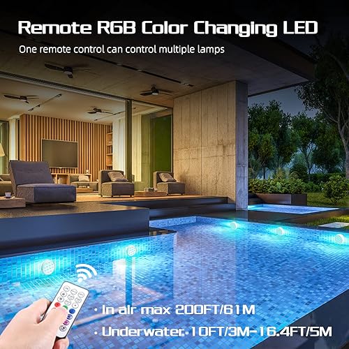Miniatura 6 de Luces de piscina, luces LED sumergibles recargables con control remoto, imán integrado, 16 luces flotantes que cambian de color, luces subacuáticas