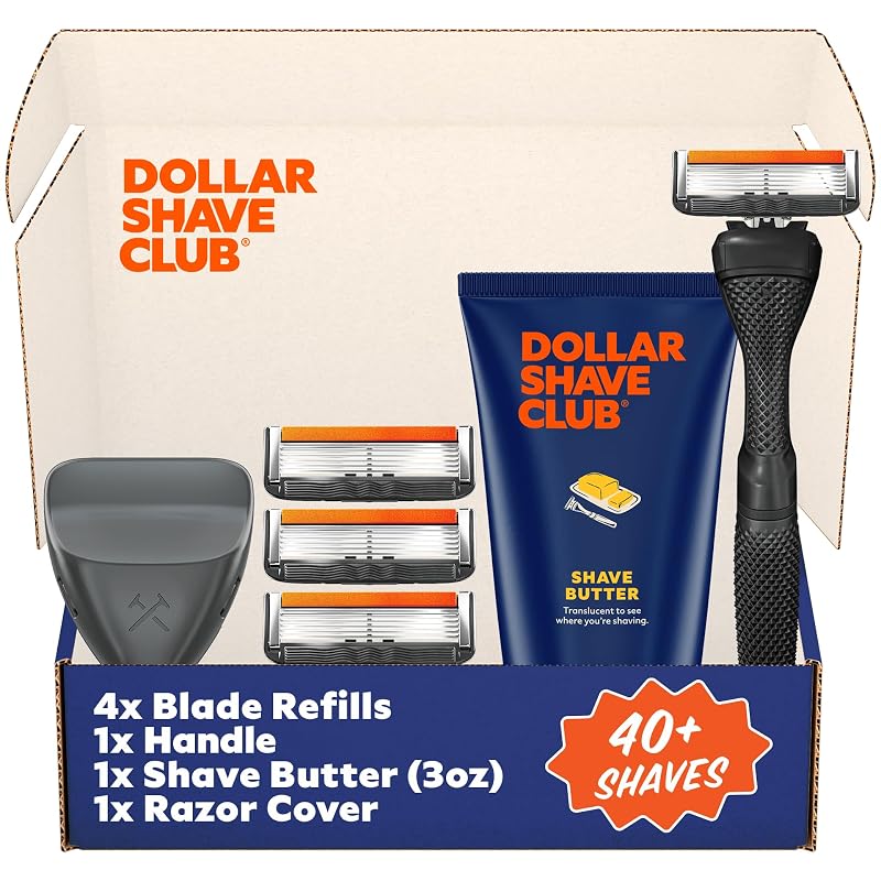Dollar Shave Club Conjunto de Barbear Member Exclusive preto com aparelho de 6 lâminas e acessórios