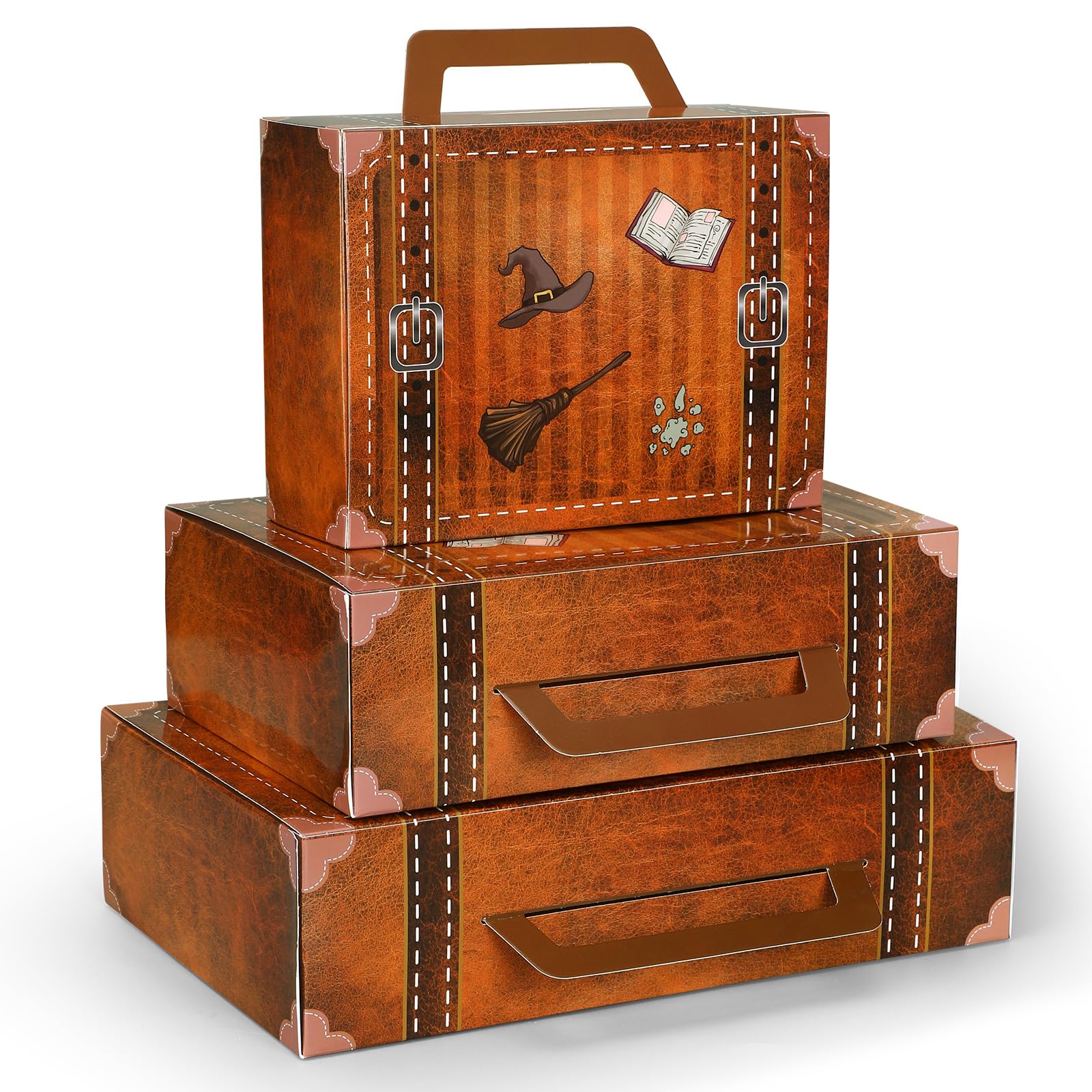 6 Pcs Magic Party Paperboard Vintage Suitcases Box Decorations