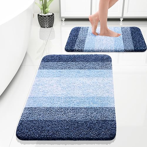 Miniatura 174 de OLANLY Juego de 2 alfombras de baño de 2 piezas, alfombras de baño de microfibra suave y absorbente y alfombra de inodoro con contorno