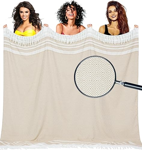 Miniatura 1 de Yongoes Toalla de playa turca de gran tamaño, manta de algodón gigante XL, toallas a prueba de arena, enorme lino XXL, extra grande, manta para