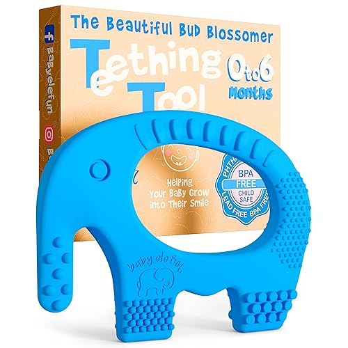 Juguetes de dentición para bebés de 0 a 6 meses – Baby Elefun 5X Alivio del Dolor inteligente – Anillo de silicona para dentición de bebé con cero