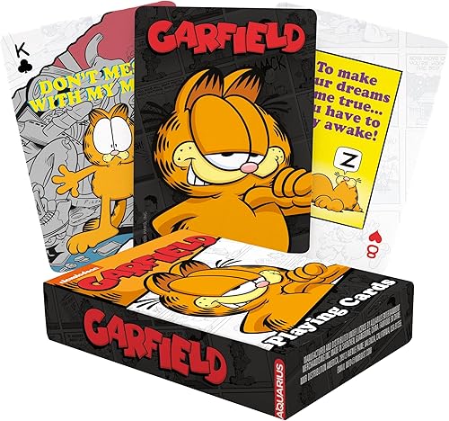 AQUARIUS Garfield - Baraja de cartas con temática de Garfield para tus juegos de cartas favoritos, mercancía y coleccionables con licencia oficial