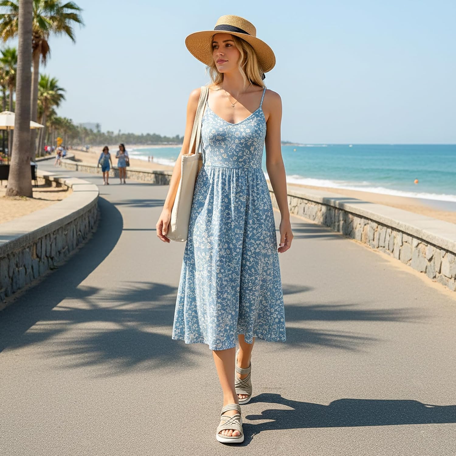 Vilanva Women's Comfortable Walking Sandals with Elastic Strap Light Weight Casual Summer Sandals for Trendy Footwear - Image 2