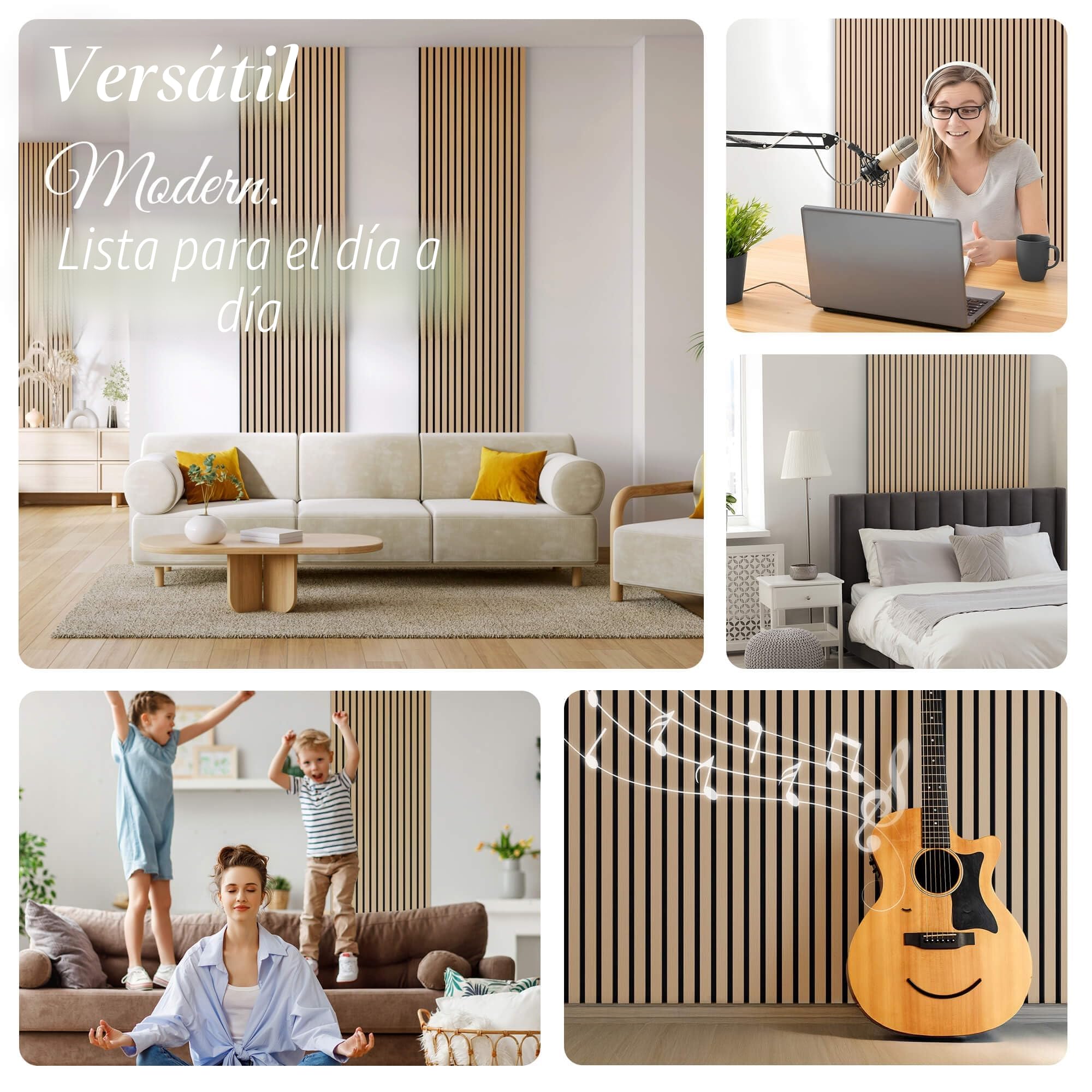 Arebos Paneles acústicos de 120 x 60 cm | pared de láminas en aspecto de madera para pared y techo | moderno panel de pared con alta absorción de sonido | fácil montaje y corte | Juego de 2 unidades
