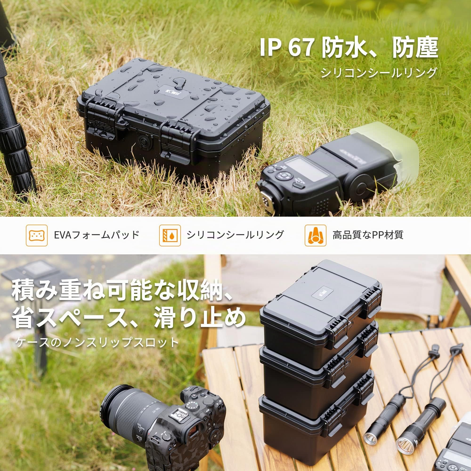 KIWIFOTOS AAA, organizer per batterie con tester per batteria, IP67, impermeabile, custodia rigida per batteria, organizer per batterie contiene 30 batterie AA e 18 batterie AAA e 10 batterie a