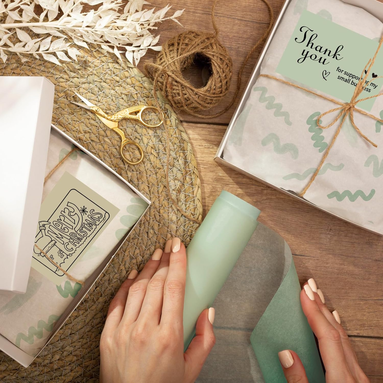 Starboling 3" x 2" Thermal Labels,Self-Adhesive Rectangle Thermal Printer Sticker,for Price,Barcode,Mailing,Name(Green Gradient) - Image 5