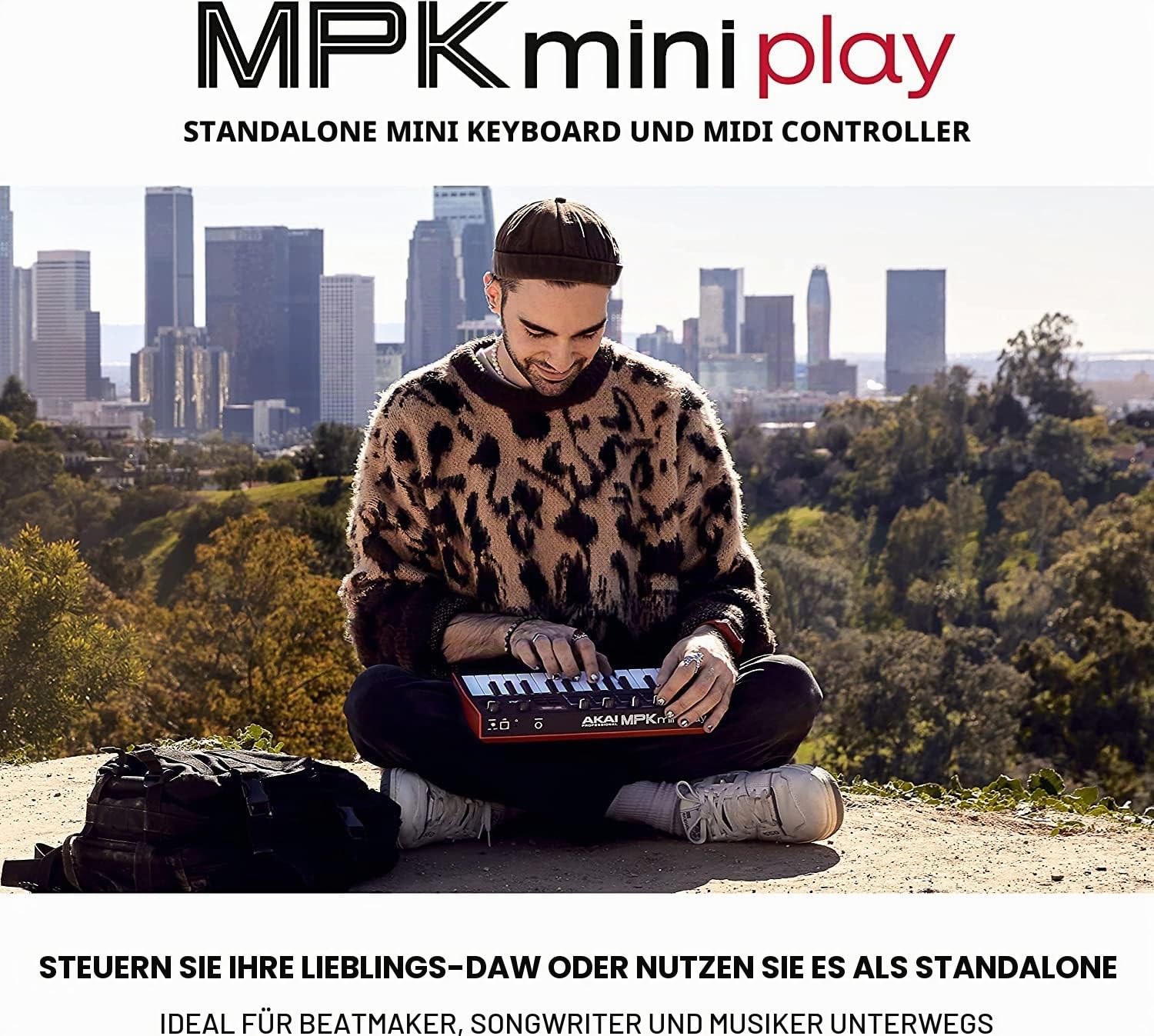 AKAI Professional MPK Mini Play MK3 - MIDI Keyboard Controller mit eingebautem Lautsprecher und Sounds & M-Audio SP-2 - Universal Sustain Pedal mit Piano Style Action