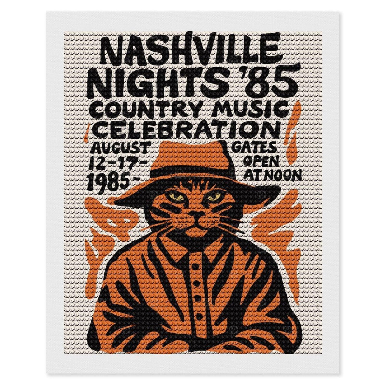 Junmoney Nashville Nights 85 Country Music 5D Diamond Painting Kit 16"x20", Relaxing DIY, Mindful Craft Project, Full Kit Included, Thoughtful Present