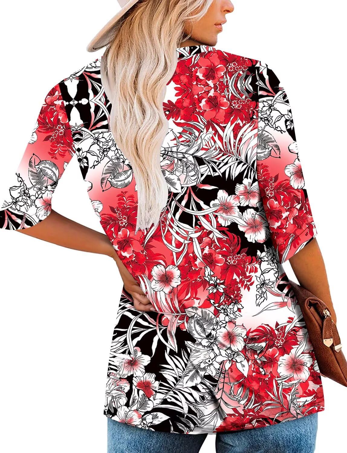 KISSMODA Women's Casual 3/4 Sleeve T-Shirts 2025 V-Neck Tunic Tops Cute Tees Blouses Loose Fit Business Work Tee Top - Image 5