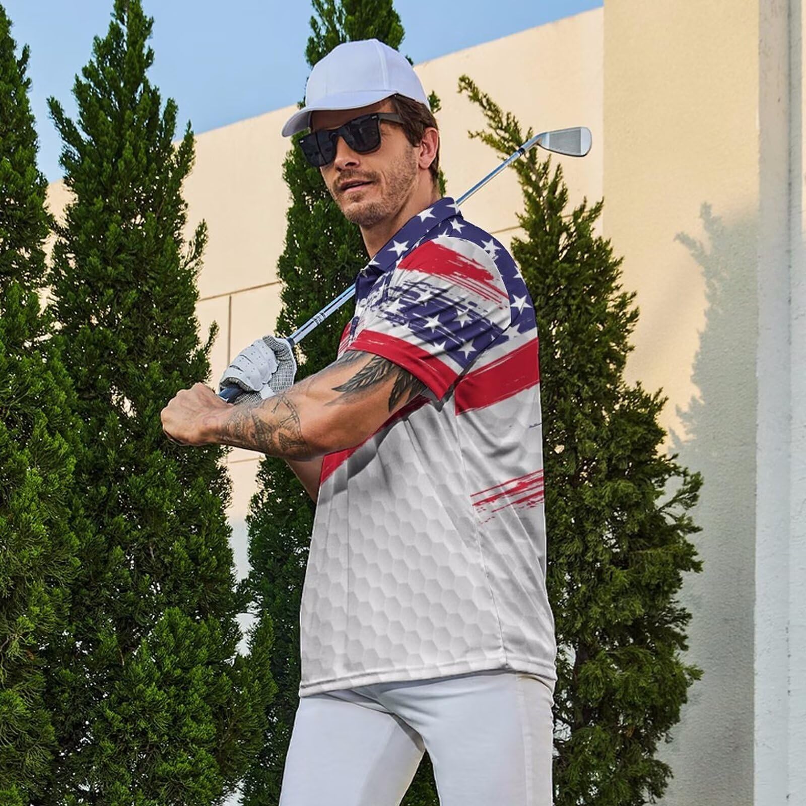 Polo divertido de manga corta para hombre, de secado rápido, para golf, absorbe la humedad, ropa deportiva