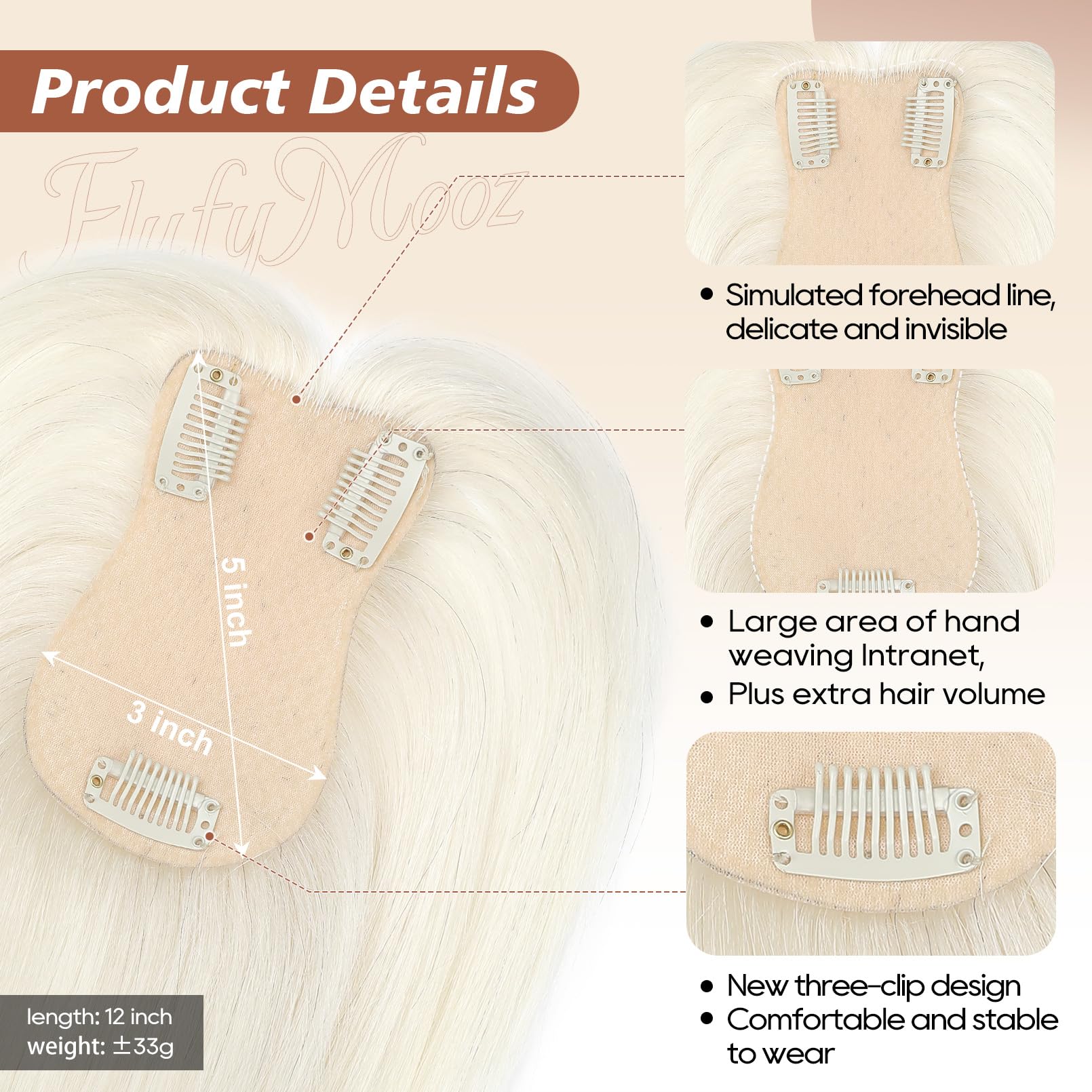 Flufymooz 100% Real Human Hair Toppers - Image 3