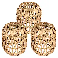 3 PACK Rattan Lamp Shades(4.7"×5.2"), Small Boho Pendant Light Shade, Handwoven Wicker hanging Lampshades For Chandeliers, Wall Sconces, Floor & Table Lamps