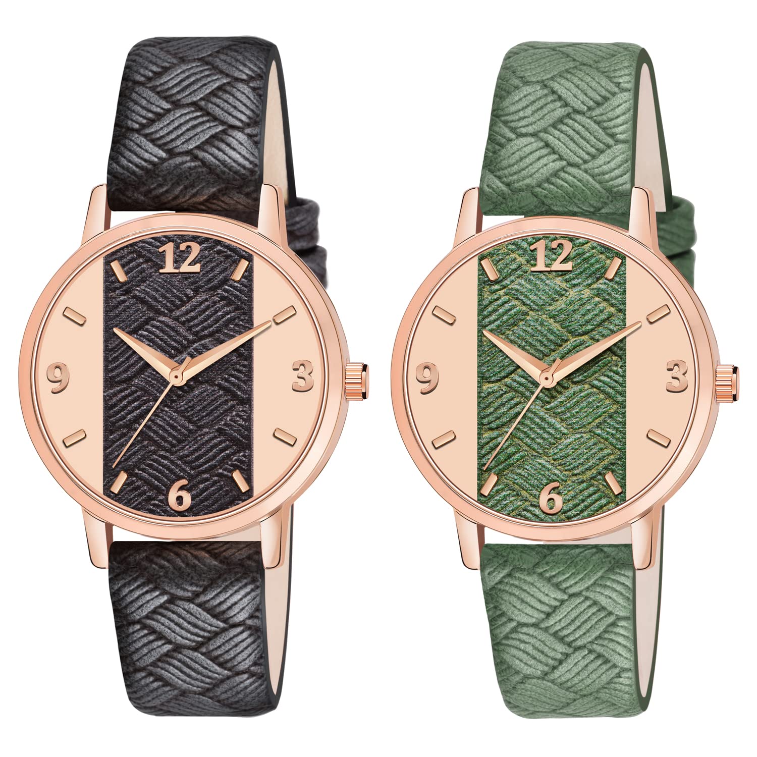 CLOUDWOOD Combo Pack of Analog Wrist Watch for Womens and Girls (Multicolor Dial Black & Dark Green Coloured Strap) (B0B2JZMT2D) Amazon Price History, Amazon Price Tracker