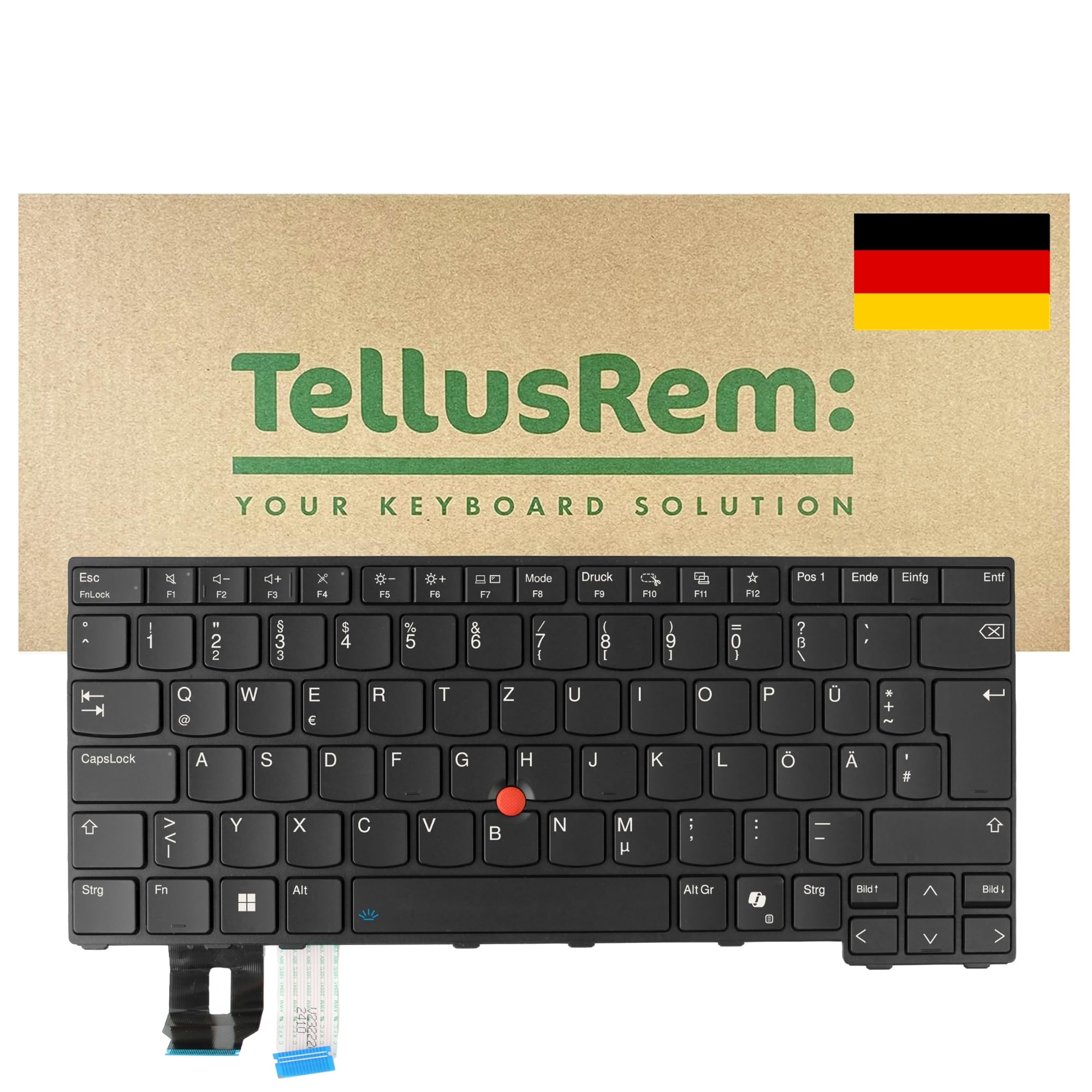 Ersatz-Tastatur kompatibel mit Lenovo ThinkPad T14 Gen 5 / P14s Gen 5 / L14 Gen 5 - Deutsches QWERTZ-Layout, beleuchtet, TrackPoint