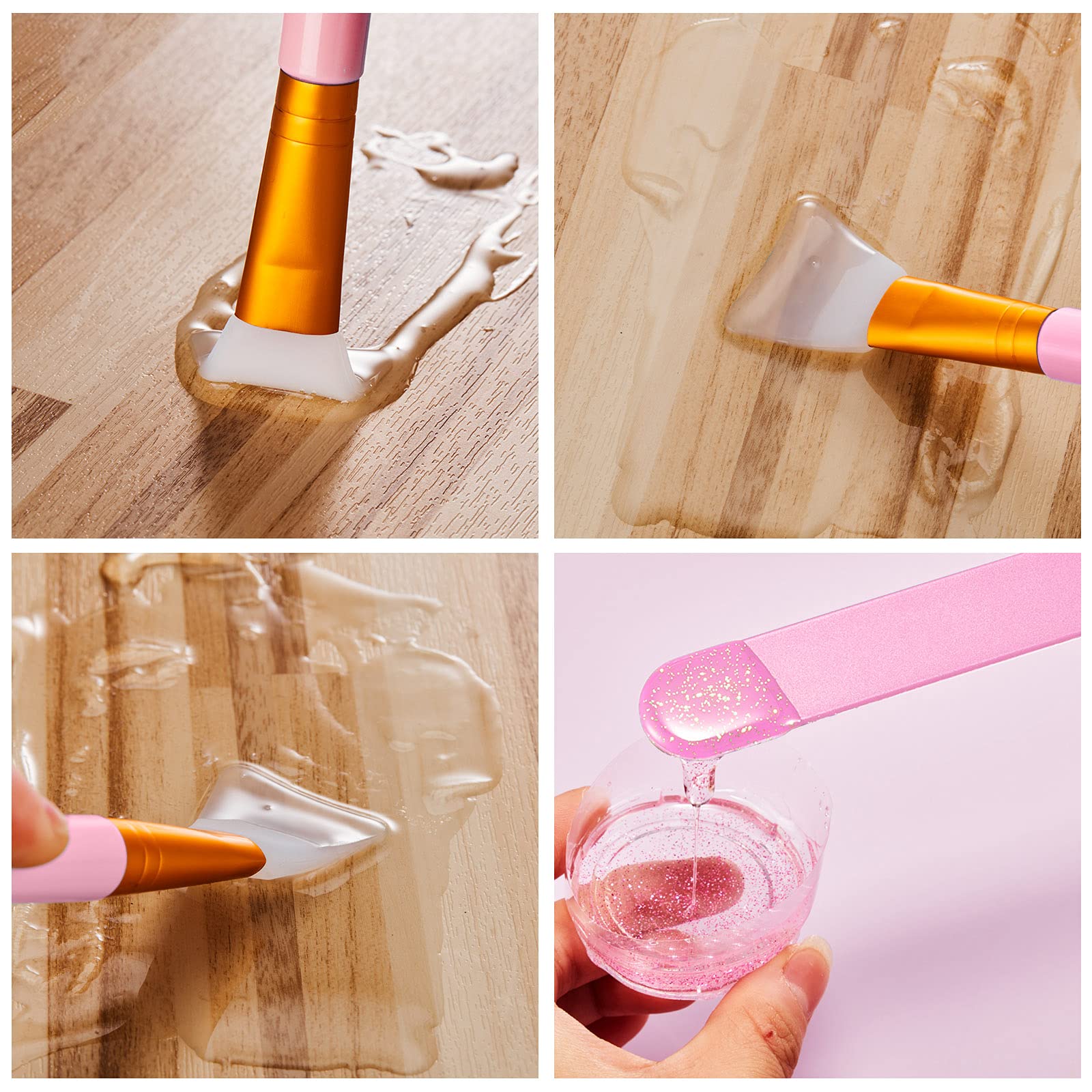 Wiederverwendbar Rührstäbchen Sets 15 Stücke Harz Rühren Makeup Stick Silikon Epoxid Bürste Mischen Rosa
