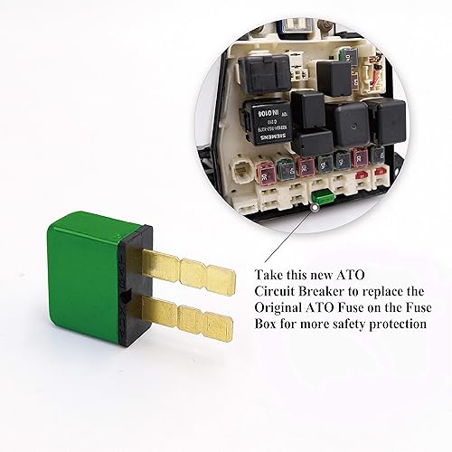Miniatura 10 de PHOTO-TOP 10A, disyuntor automotriz, montaje de enchufe de reinicio térmico T1 con función de cierre, conexión de terminal tipo cuchilla ATC ATO (3