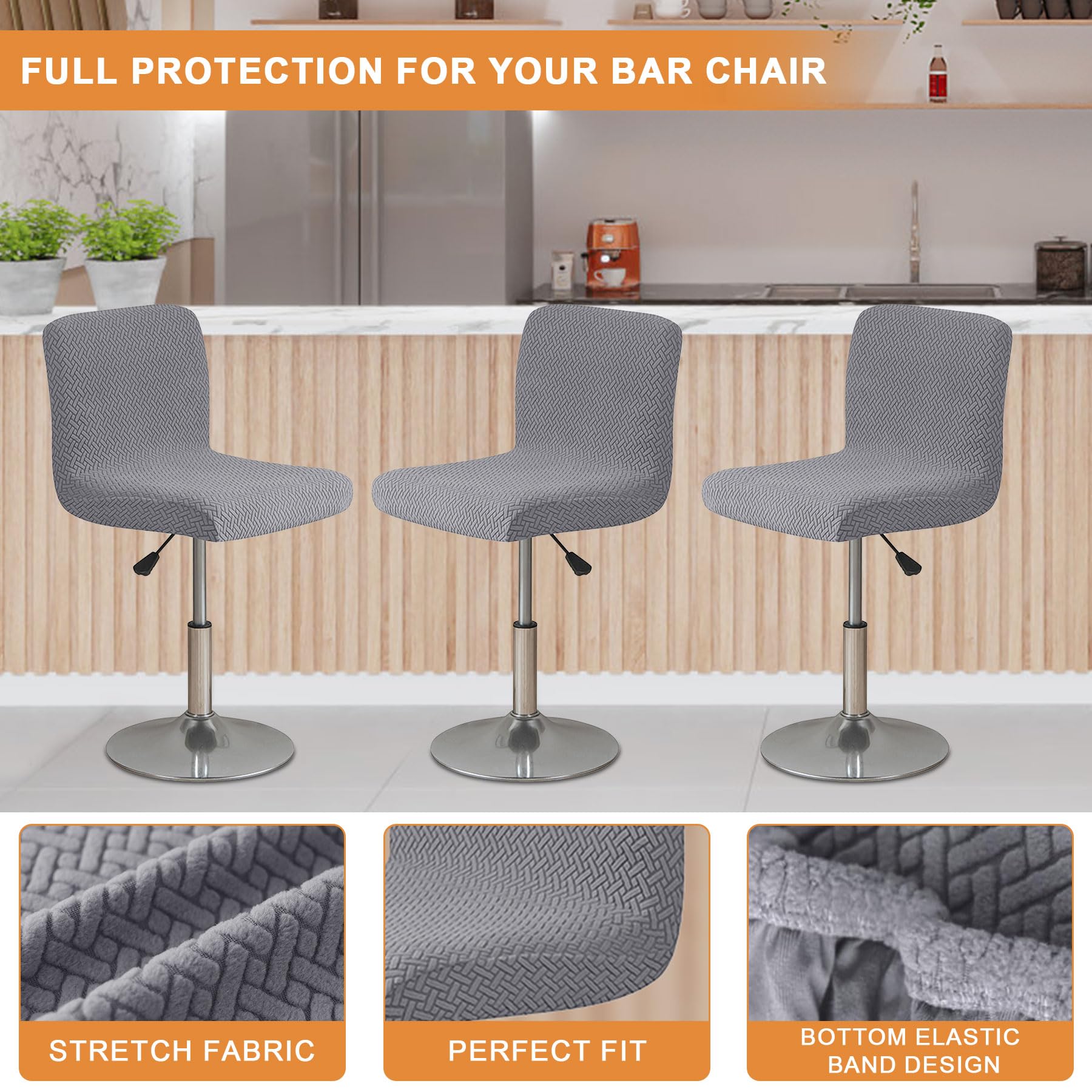 MeYuxg Bar Stool Covers,4 Pack Stretch Bar Stool Chair Cover Slipcovers - Image 3
