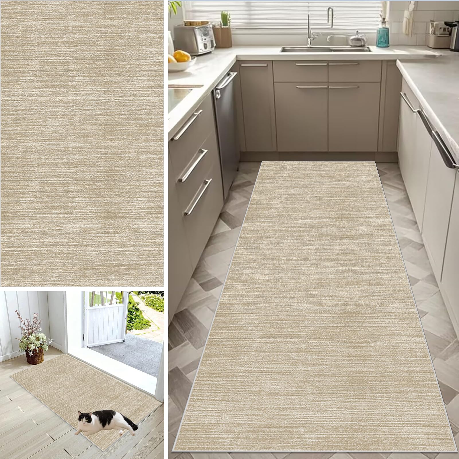 CXUEHNL Hallway Runner Rug Long Hall Runner Kitchen Rug Non Slip Washable Corridor Rugs Absorbent Floor Mat 60 x 300 cm Heavy Duty Narrow Carpet Runner for Kitchen Hallways Entryway Laundry Room — image 1