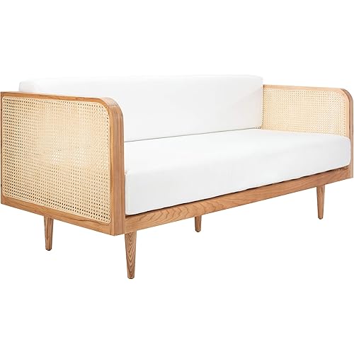 SAFAVIEH Couture Helena French Mid-Century Natural and Beige Rattan Daybed