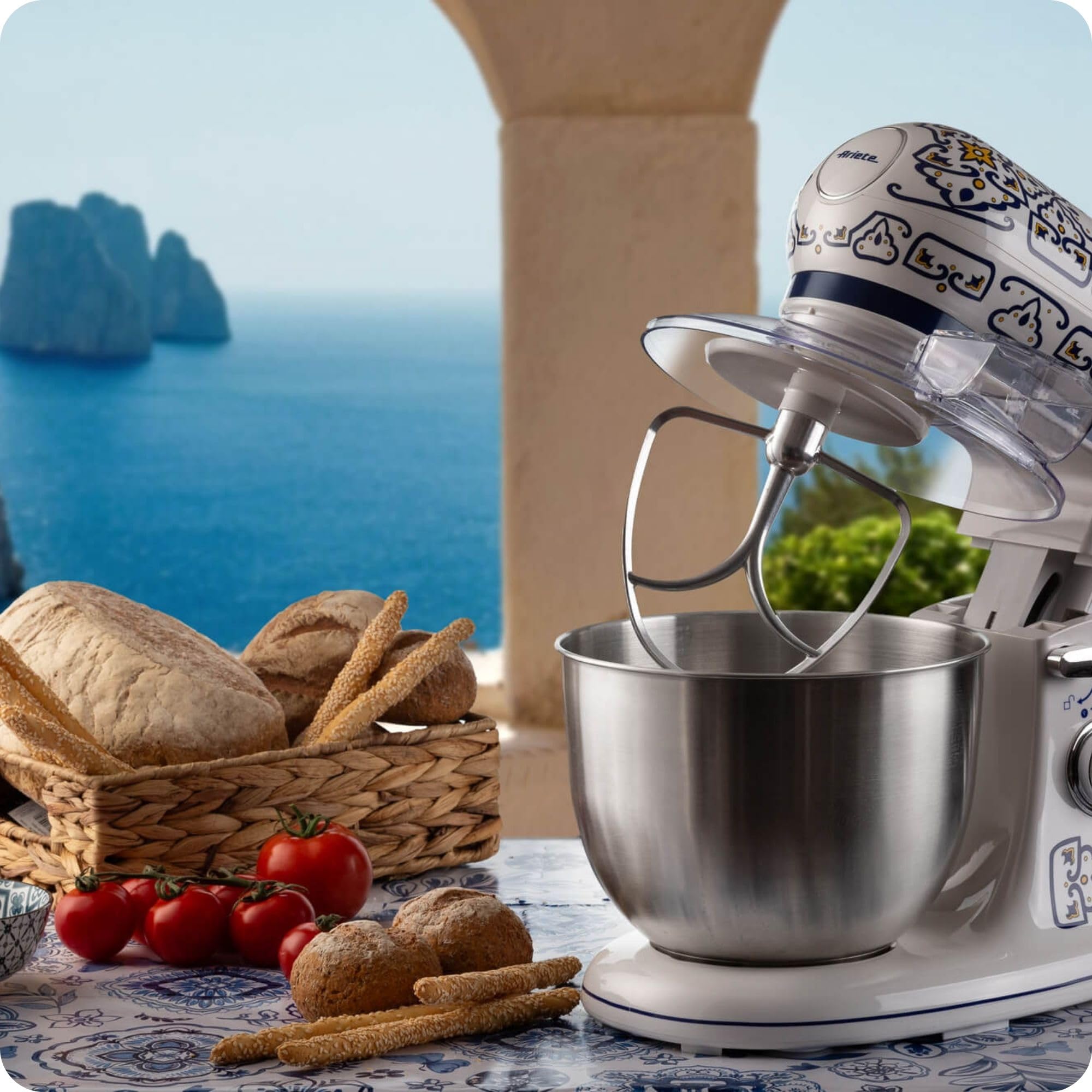 Ariete 1588 Impastatrice Capri, Planetaria, 7 velocità, 2400 Watt, 5,5 litri, Tazza Acciaio Inox