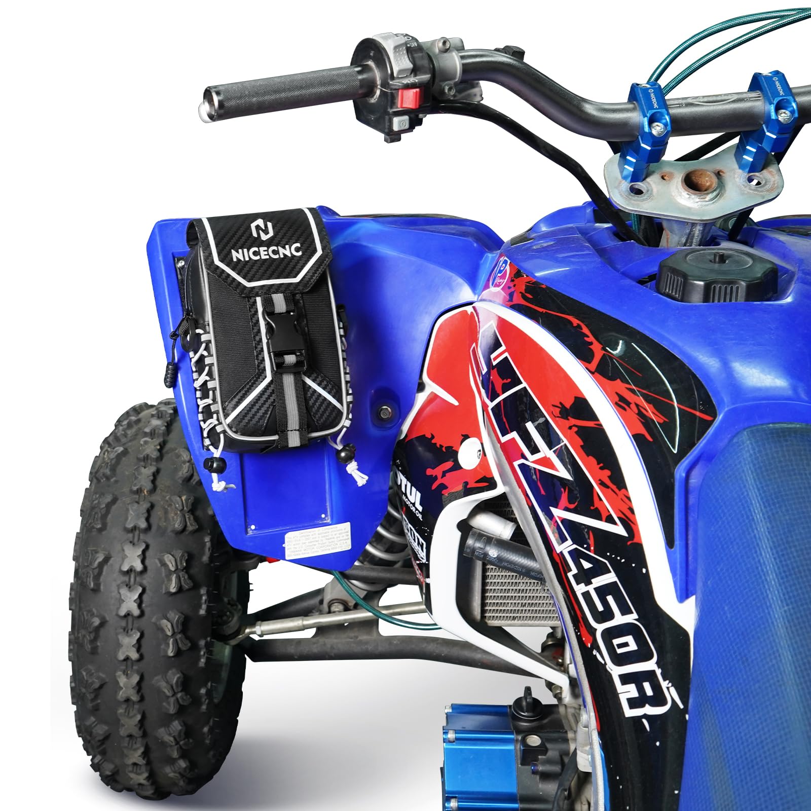NICECNC YFZ450 Front Fender Bag 500D PVC Wasserdicht ATV Fender Bag YFZ 450 Zubehör Tasche Dual-Use Aufbewahrungstaschen mit Starkem Klettverschluss Ohne Bohren Compatible with Yamaha YFZ 450 YFZ450R