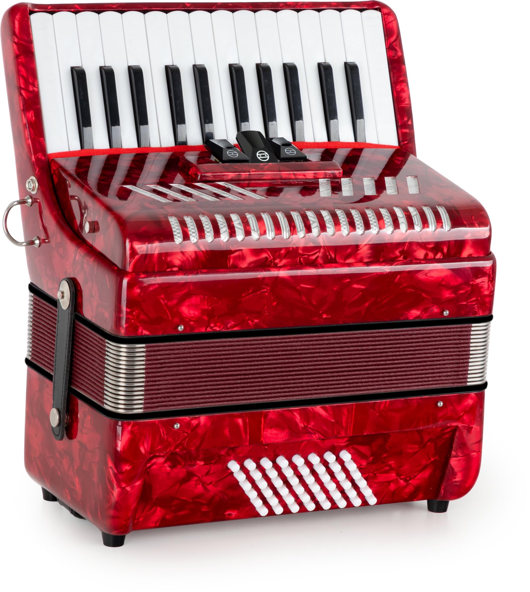 Classic Cantabile 48 Bass Fisarmonica "Secondo V" Set (Fisarmonica 48 bassi con borsa & tracolle incl. leggio & scuola di fisarmonica) Rosso