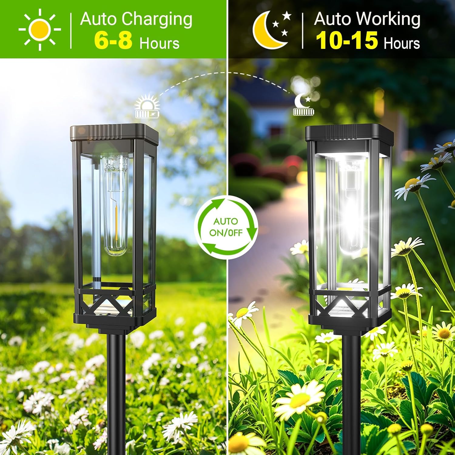 KOOPER Taller Solar Pathway Lights Outdoor, 8 Pack Upgraded Brighter Solar Garden Lights Solar Powered, Up to 15 Hours Outdoor Solar Lights for Yard Landscape Path Walkway Driveway (Cool White) - Image 3