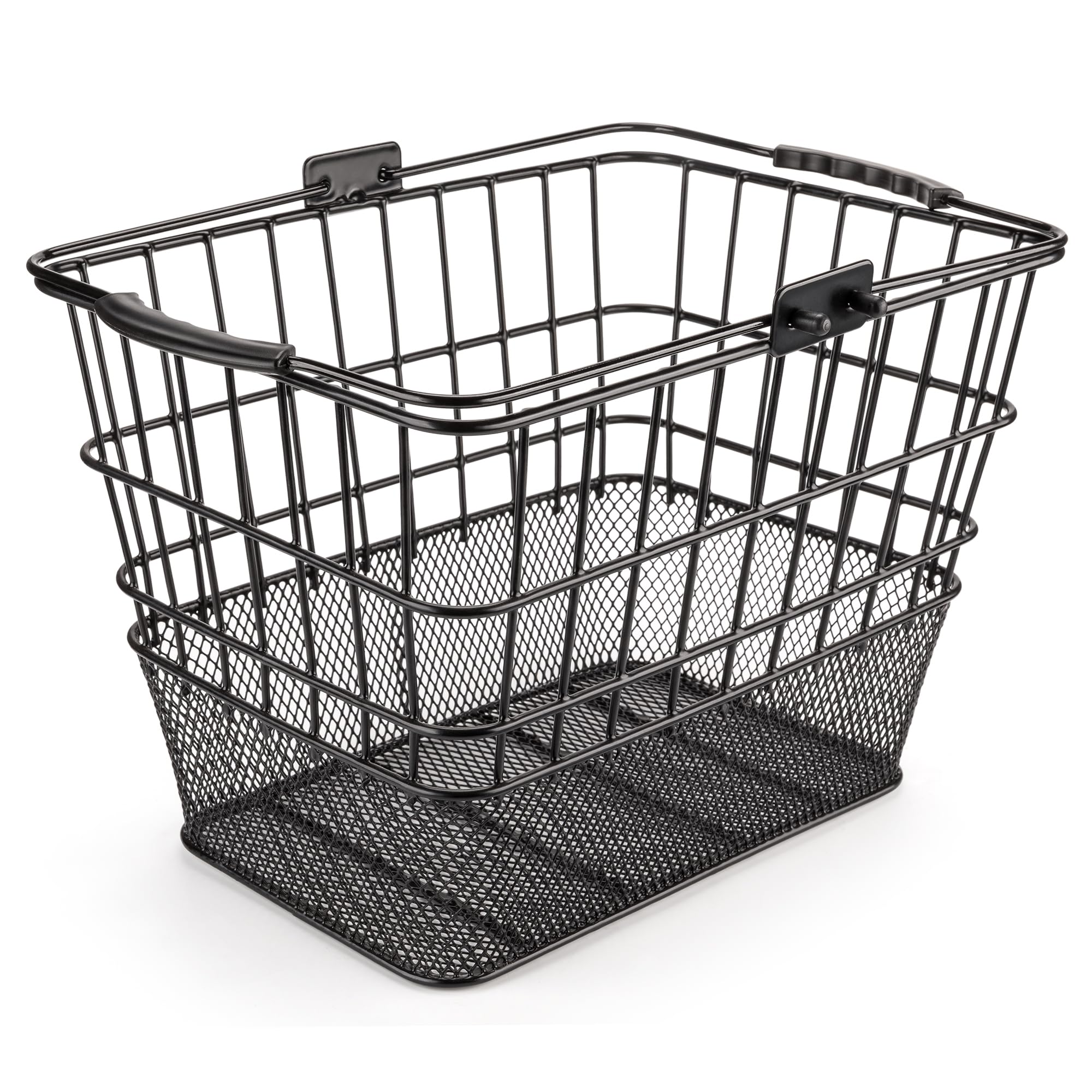 Cesta delantera para bicicleta desmontable de alambre con asa y kit de montaje