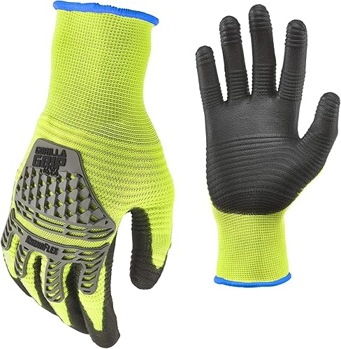 GORILLA GRIP Max RhinoFlex - Guantes de trabajo de alta visibilidad con protección contra impactos y abrasión disponible en Yaxa Venezuela