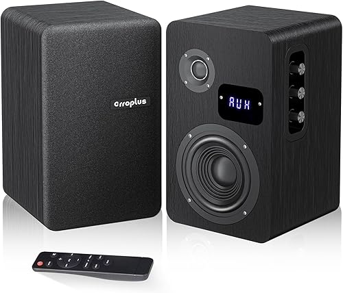 Par de altavoces de estantería alimentados, sonido envolvente de 70 W, altavoces estéreo para el hogar con cable ópticoARCRCAAUXBT entrada activa