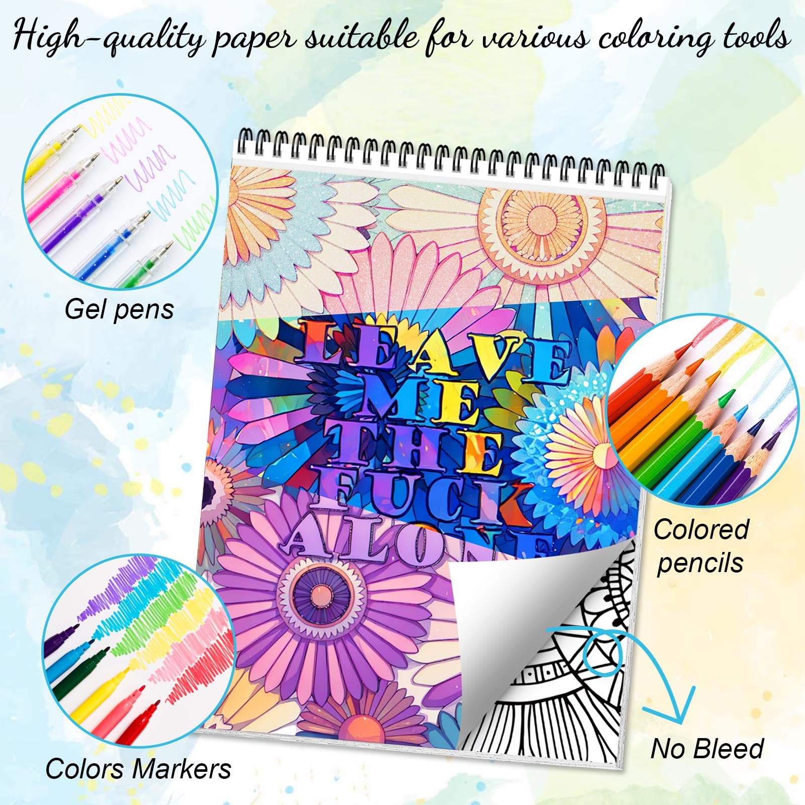 Libros para colorear para mujer, libro para colorear para adultos, página encuadernada en espiral, diseño de una cara, regalos para artes y manualidades para mujeres para relajarse, ansiedad y
