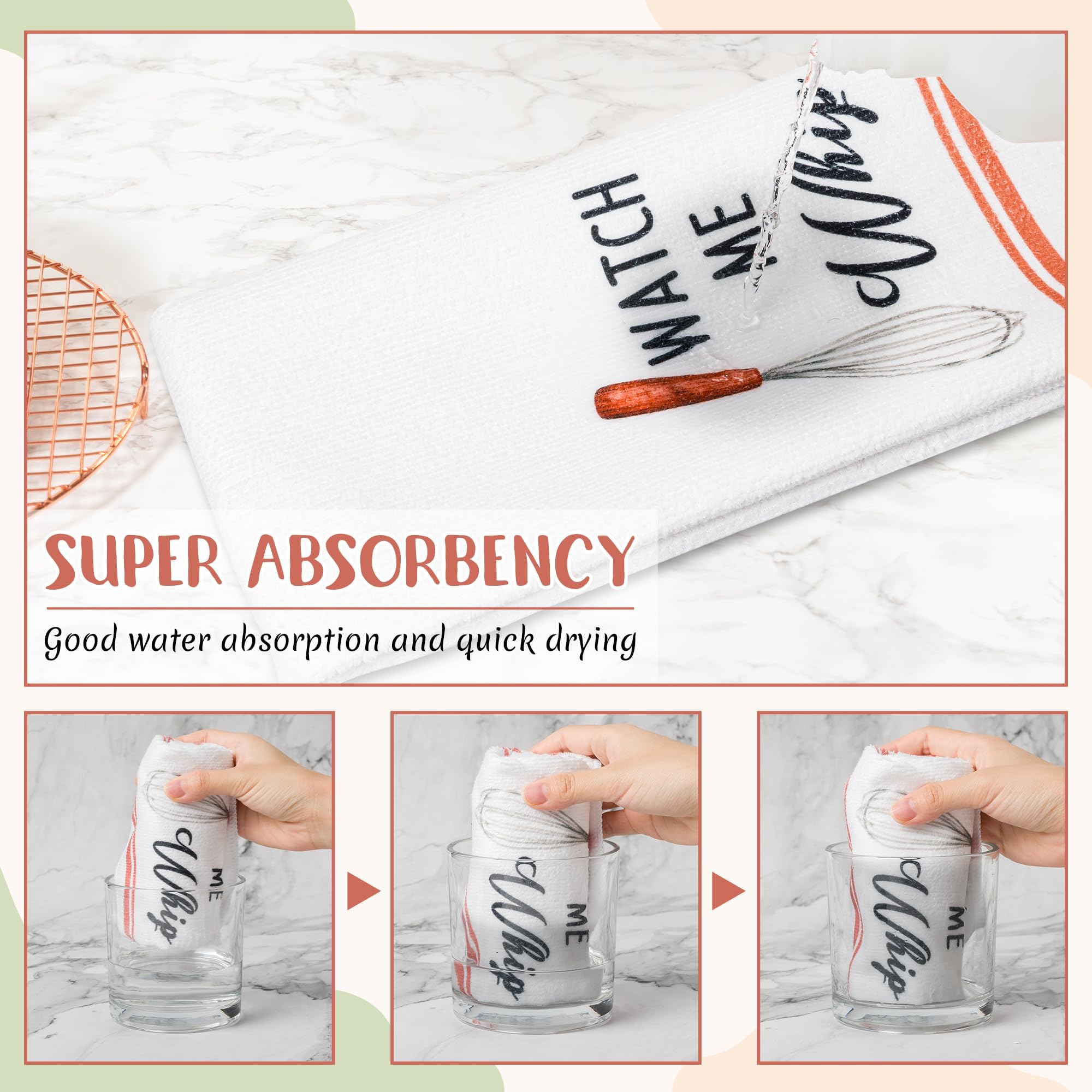 R HORSE 5Pcs Kitchen Dish Towel Funny Cookware Kitchen Dishcloth Absorbent Utensils Themed Cleaning Dishcloth Bar Hand Towel Gift for Baking Lover Mom Women Housewarming New Home