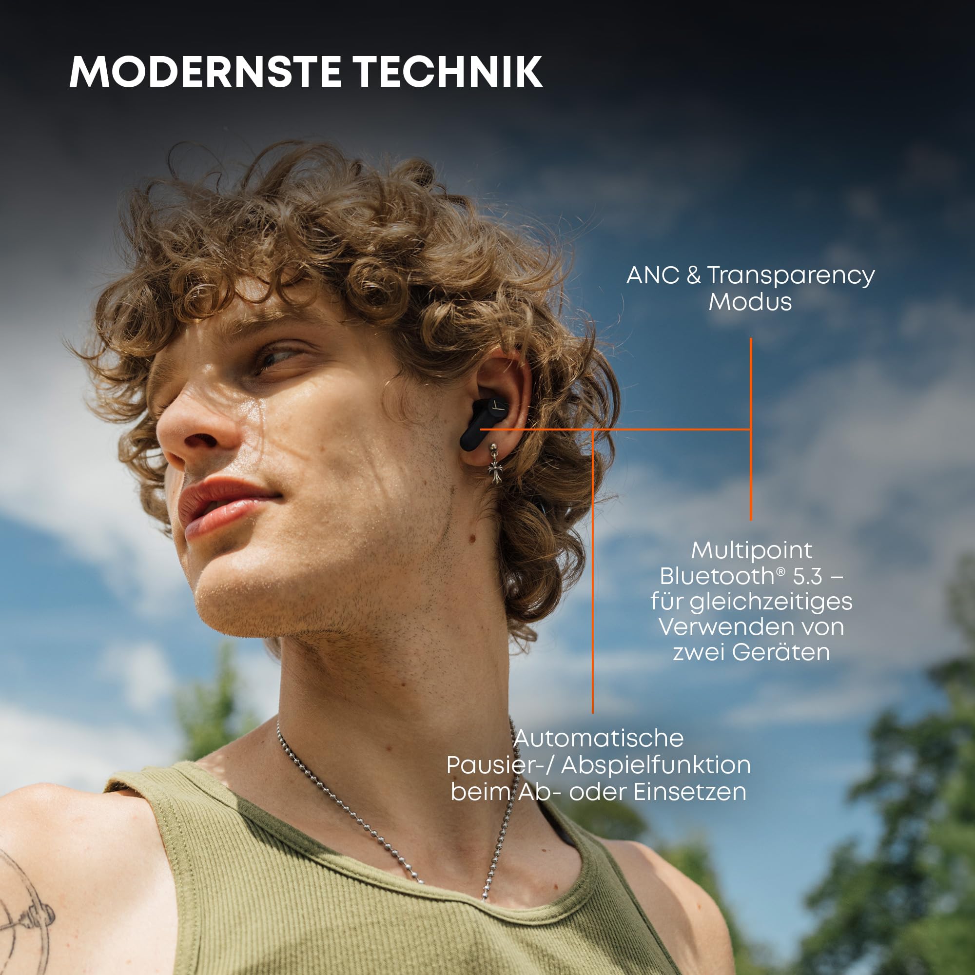 beyerdynamic AMIRON 100 True Wireless Kopfhörer mit Aktiver Geräuschunterdrückung, 27 Stunden Akkulaufzeit, Transparenzmodus, Bluetooth® 5.3, kompaktes Design in schwarz