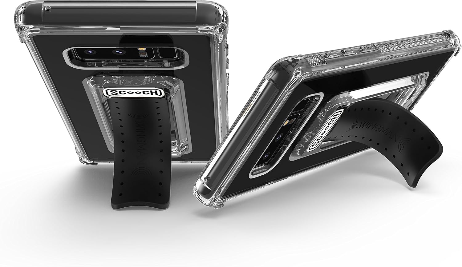 Scooch Wingman | Kickstand Case for Samsung Galaxy Note 8 [10 ft Drop Protection] [Two-Way Stand] Shockproof Protective Cover & Compatible with Magnetic Car Mounts 6.3 Inch (Clear)