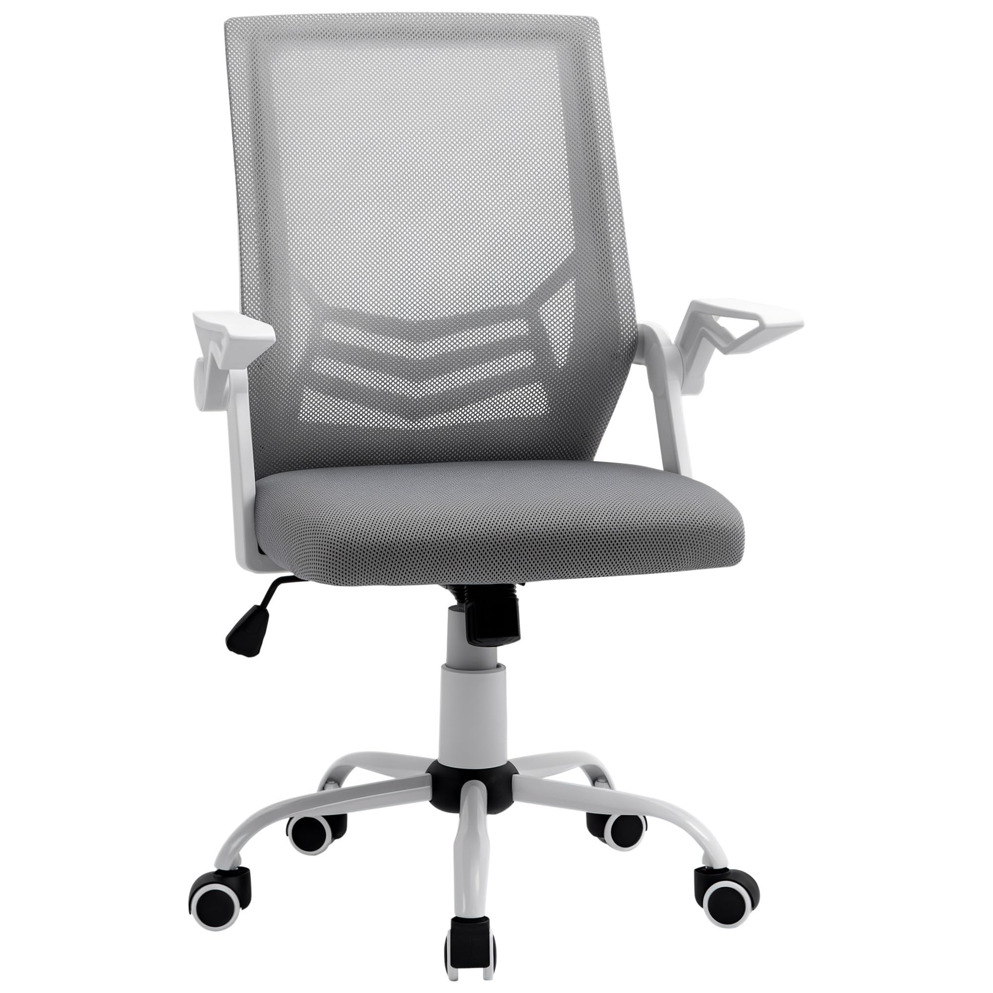 Vinsetto Mesh Swivel Office Chair With Lumbar Support, Adjustable Height, Flip-Up Armrests, 360 Wheels — Model 921-547V70gy Grey