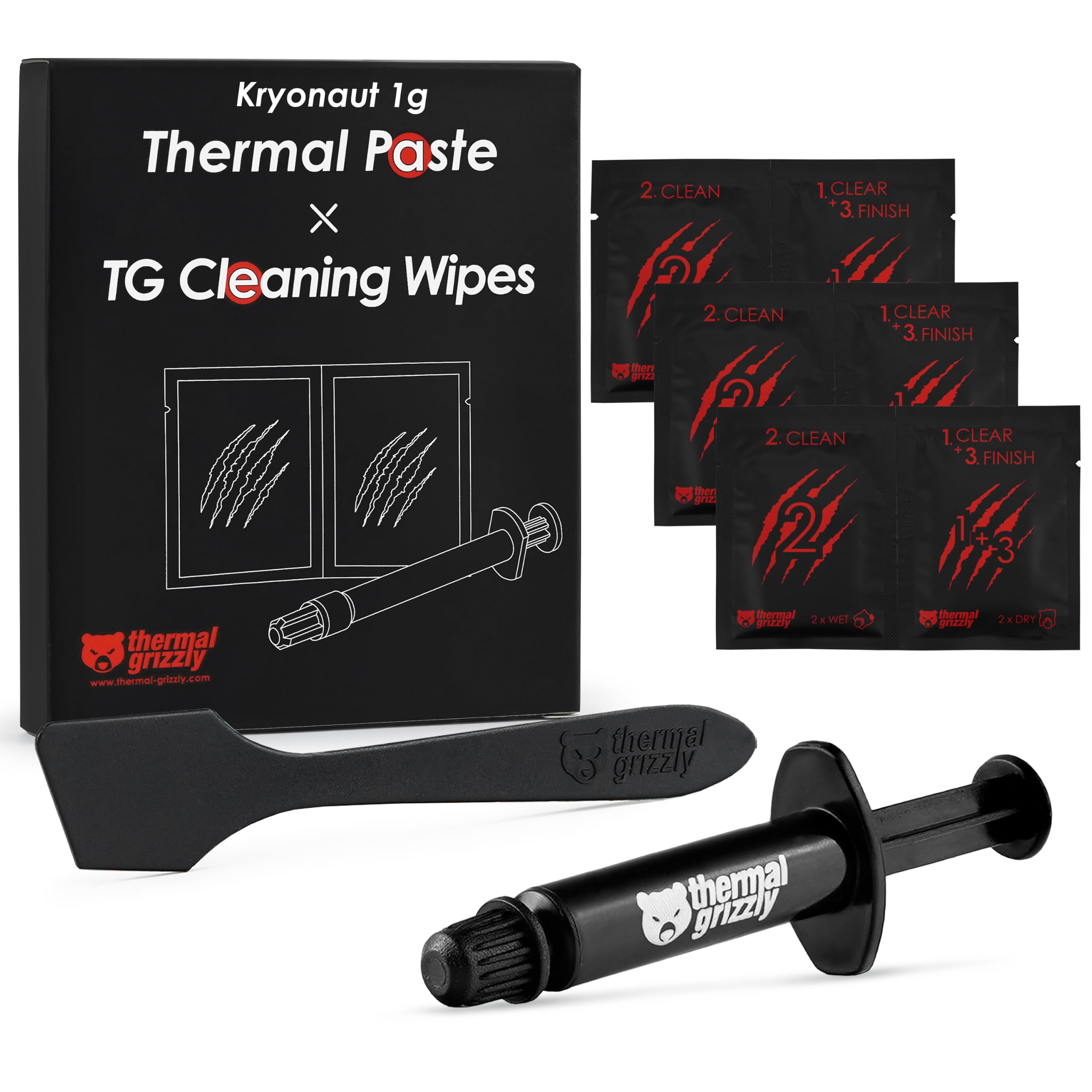 Thermal Grizzly Kryonaut - 1 Gram - Extremly High Performance Thermal Paste + 20 Cleaning Wipes 10 Wet & 10 Dry - for Demanding Applications and Overclocking CPU/GPU/PS4/PS5/Xbox-image-34