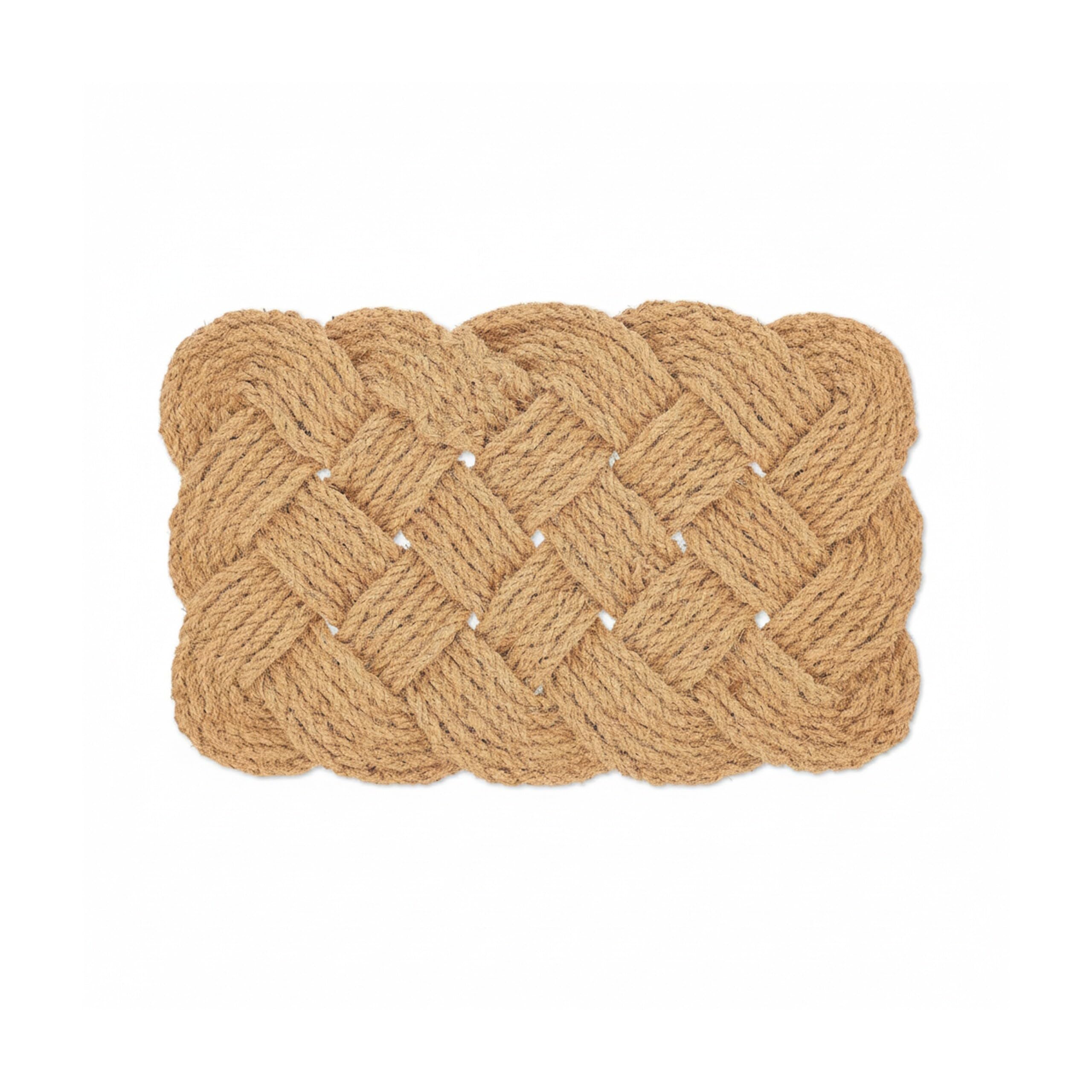 Relaxdays Zerbino Intrecciato a Mano da Ingresso, Fibre di Cocco, 75x45 cm, Tappetino Entrata, Reversibile, Naturale