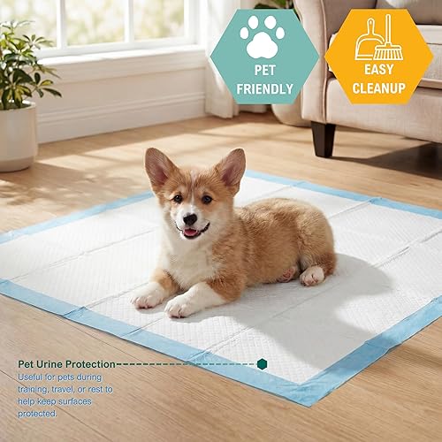 Miniatura 4 de MED PRIDE Almohadillas desechables de 23 x 36 pulgadas (25 unidades) para incontinencia, Chux, fundas de cama, entrenamiento de cachorros,